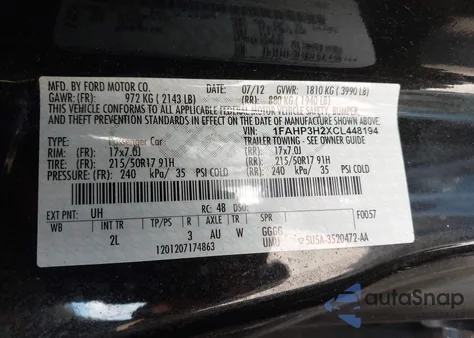 2012 Ford Focus Sel z USA, uszkodzony, nr VIN 1FAHP3H2XCL448194